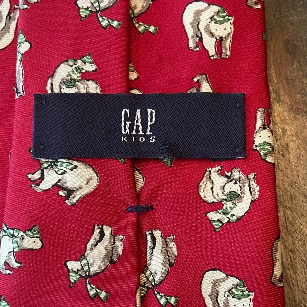 GAP Kids Red Polar Bear Silk Tie